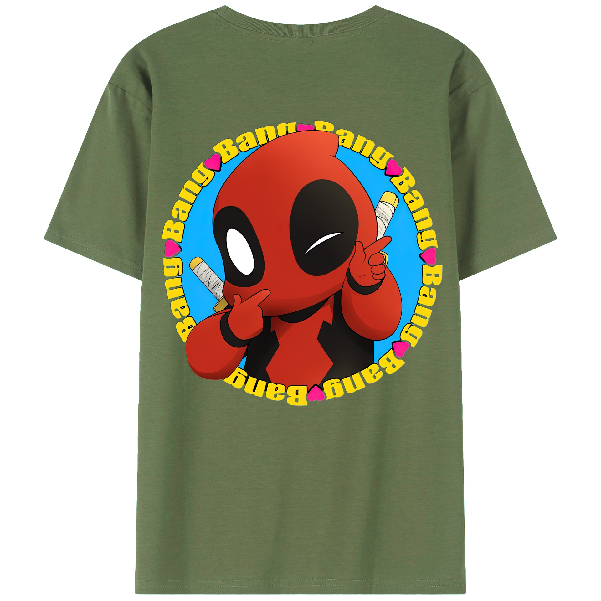 （画像用） Deadpool デッドプール 綿100％ メンズ半袖Tシャツ（バックプリント） 通気性